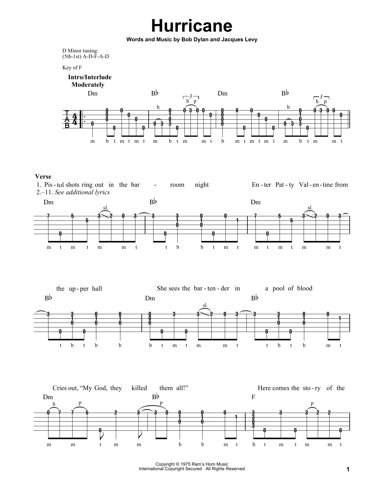 Hurricane bob dylan violin pdf sheet music pdf